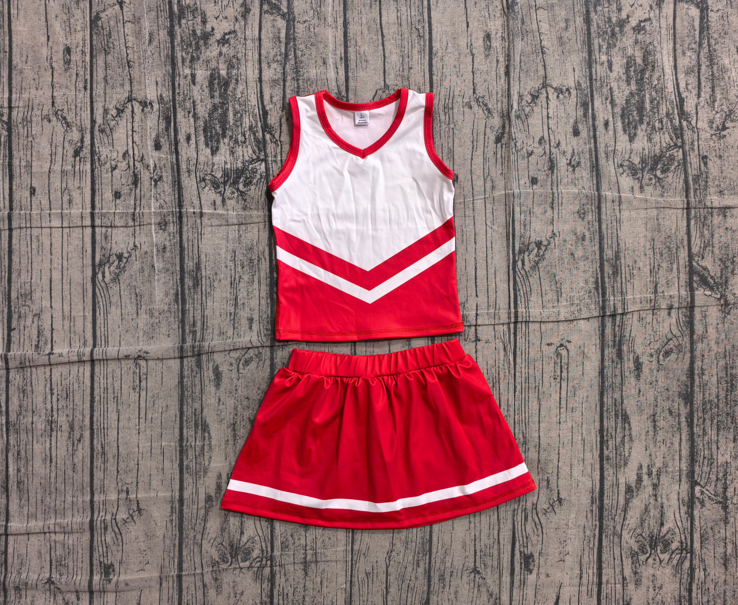 ( No moq ) Preorder Baby Girls Kids Sleeveless Tops Red Skirt Shorts Set Yoga Active Team Clothes
