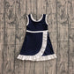 ( No moq ) Preorder Baby Girls Kids Sleeveless Shorts Scallop Navy Dress Yoga Active Clothes