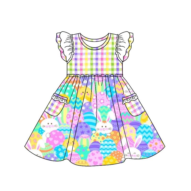 Moq 3 Pre-order GSD0663 Baby Girl Easter Rabbit Eggs Dress