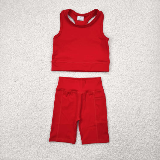 Baby Girl Red Athletic Active Wear Top Shorts Clothes Set RTS