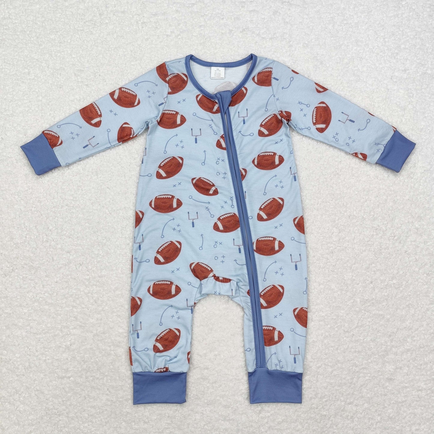 Baby Boy Toddler Football Sibling Brother Romper Pajamas Bamboo Clothes Set