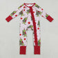 Baby Girl Long Sleeves Green Face Stars Christmas Ruffle Zipper Romper RTS