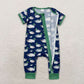 Baby Boy Short Sleeves Ducks Zipper Green Romper