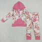 Sibling Baby Girls Pink Lights Grin Plaid Pocket Hoodies Ruffle Bell Pants Christmas Clothes Sets