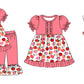 Baby Girl Short Sleeves Strawberry Sibling Matching Pink Romper Dress Clothes Set