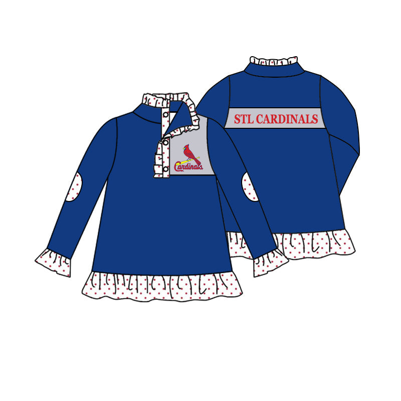 Baby Girl Long Sleeves Football Team Blue Top