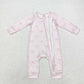 Baby Girl Long Sleeves Bows Zipper Pink Bamboo Romper