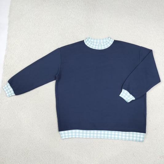 Adult Women Long Sleeves Shirt Tops Navy Blue Pullover Clothes RTS