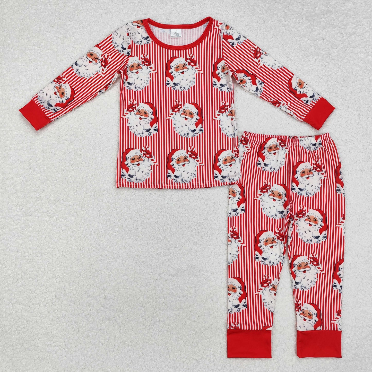 Baby Kids Long Sleeves Christmas Santa Stripes Shirt Pants Pajamas Clothes Bamboo Set