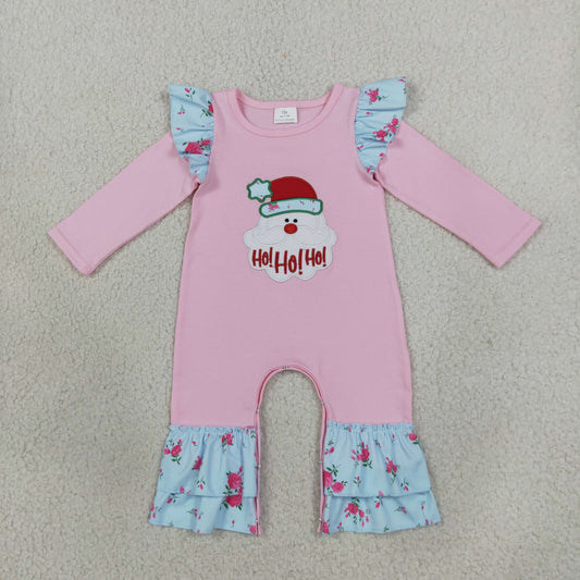 Baby Girls Infant Pink Embroidery Christmas Santa Flower Romper Clothes RTS