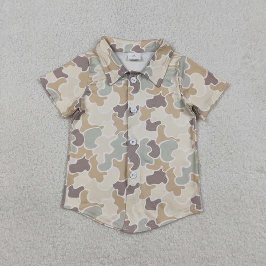 Baby Boys Khaki Camo Short Sleeves Buttons Cardigan Shirt RTS