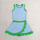 Baby Girls Kids Shirt Scallop Skirt Shorts Yoga Active Blue Green Set Clothes RTS