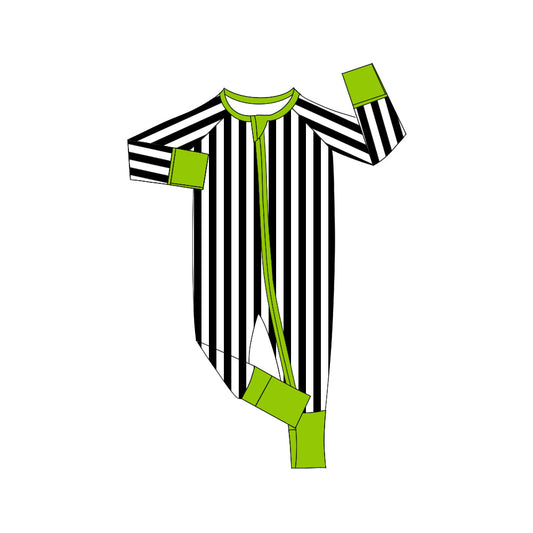 ( Moq 5 ) Preorder Baby Boy Long Sleeves Stripes Halloween Zipper Pajamas Romper