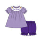 Baby Girl Team Purple Checkered Tops Cotton Shorts Set