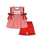 ( Moq 5 ) Baby Girls Toddler Short Sleeves Bows Stripes Tunic Red Shorts Team Set