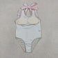 Baby Girls Kids Stripes Bows Floral Summer One-piece Swimsuit RTS
