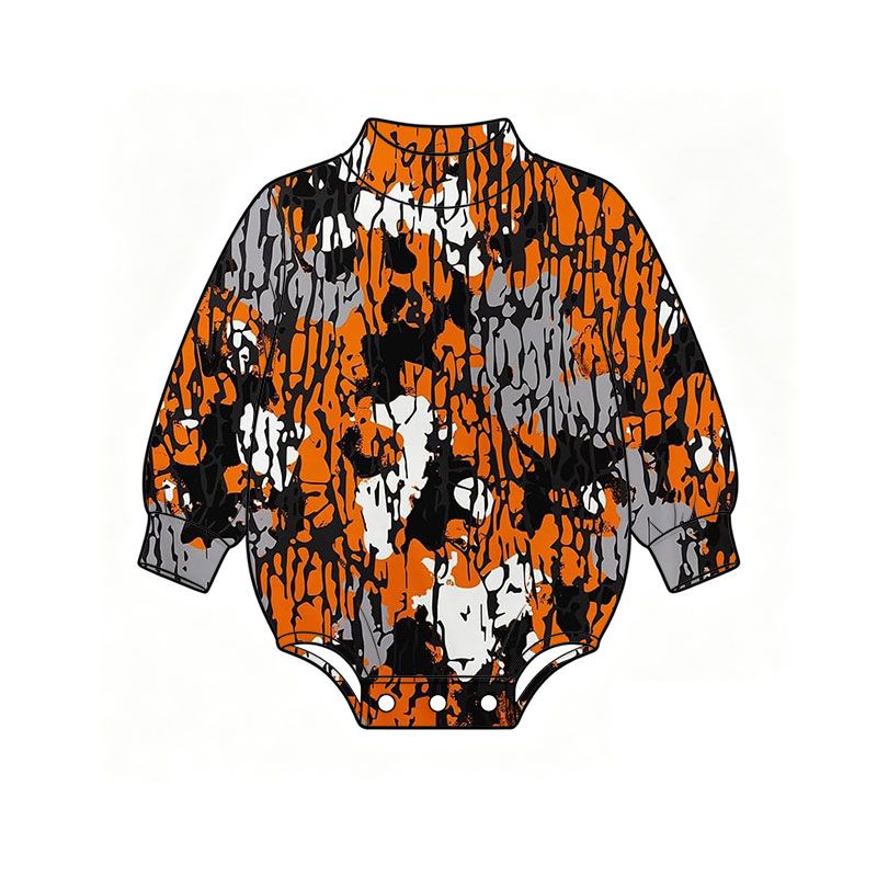 ( Moq 5 )  Preorder Baby Boys Long Sleeves Camo Bubble Romper Orange Clothes