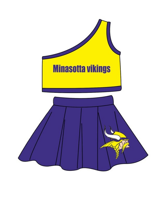 Baby Girl Minasotta Vikings Team Tops Skirt Set