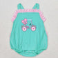 Baby Girl Embroidery Golf Green Bubble Ruffle One Piece Romper