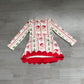 ( No moq ) Preorder Baby Girls Kids Long Sleeves Christmas Santa Bows Scallop Dress Yoga Active Clothes
