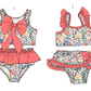 ( Moq 5 Each Style ) Sibling Baby Girls Kids Floral Tops Ruffle Shorts Bows Sets Summer Swimsuits