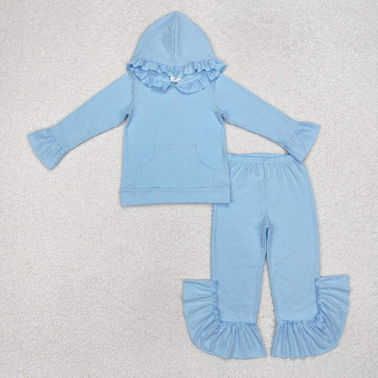 Baby Girl Long Sleeves Hoodie Cotton Shirt Ruffle Pants Sibling Clothes Set