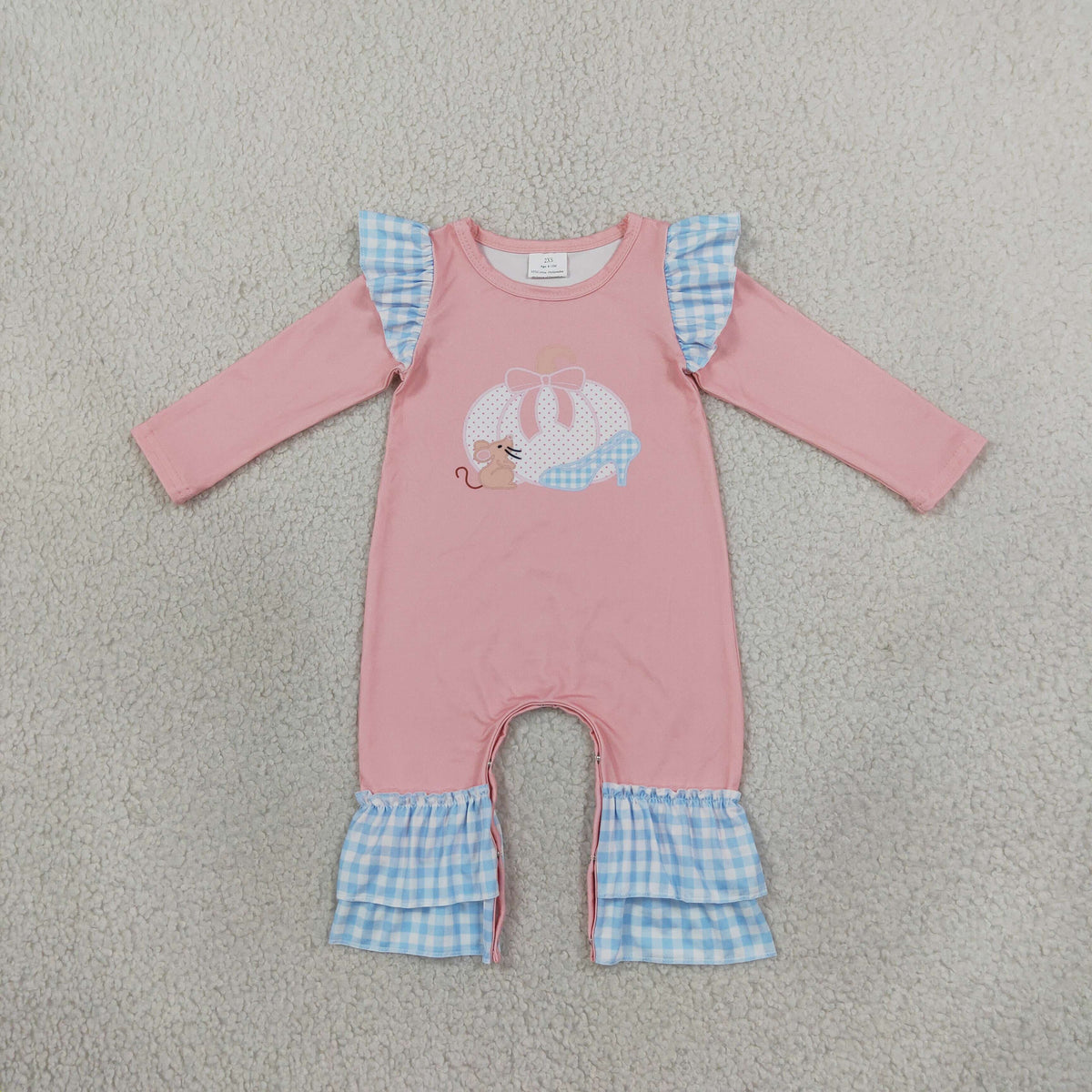 Baby Girls Infant Long Sleeves Pumpkin Bow Plaid Thanksgiving Romper Clothes RTS