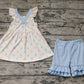 No moq Pre-order GSSO0420 Baby Girl Easter Eggs Bow Tunic Shorts Set