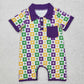 Baby Boy Infant Short Sleeves Mardi Gras Anchor Buttons Romper