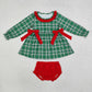 Baby Girl Long Sleeves Green Checkered Tunic Red Bummies Christmas Set