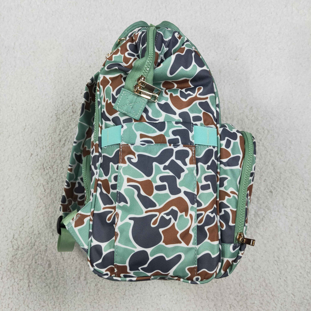 Baby Boys Kids Duck Camo Print Zipper Green Backpack School Bag RTS