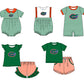 ( Moq 5 Each Style ) Baby Boys Girls Kids Green Stripes Team Sibling Rompers Sets