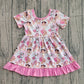 Baby Girls Kids Short Sleeves Singer Hearts Ruffle Knee Length Dress RTS