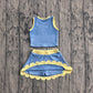Baby Girls Kids Shirt Scallop Skirt Shorts Yoga Active Blue Yellow Set Clothes RTS