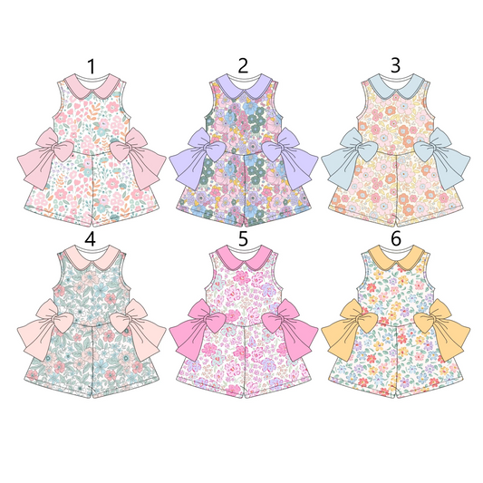 Baby Girl Toddler Sleeveless Floral Bows Sibling Jumpsuit ( Moq 5 Each Style ) 4.1
