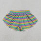 Baby Girls Kids Mardi Gras Stripes Yoga Active Shorts Bottoms RTS