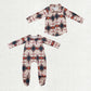 Sibling Baby Boys Long Sleeves Aztec Button Western Zipper Footie Romper Buttons Shirt RTS