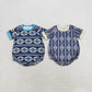 Sibling Baby Boys Kids Short Sleeves Western Aztec Bubble Rompers Summer Clothes RTS