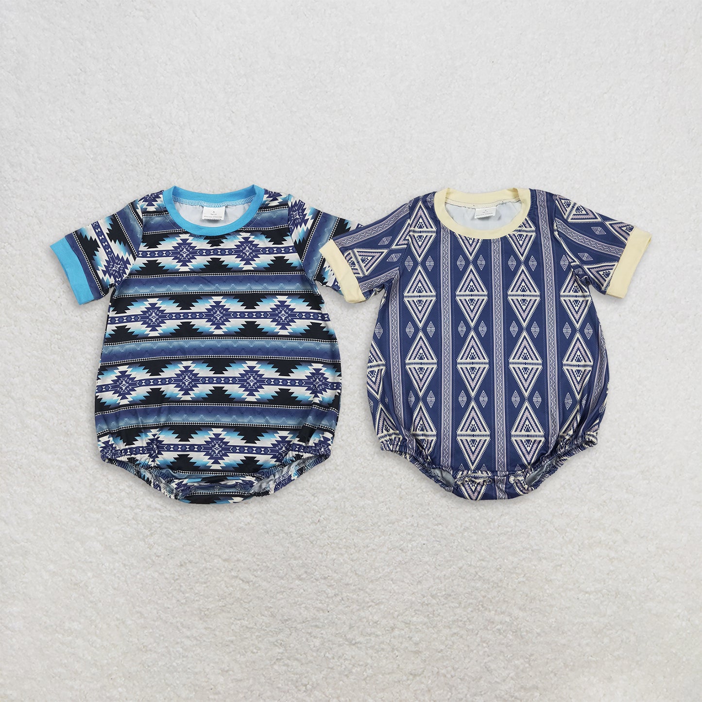 Sibling Baby Boys Kids Short Sleeves Western Aztec Bubble Rompers Summer Clothes RTS