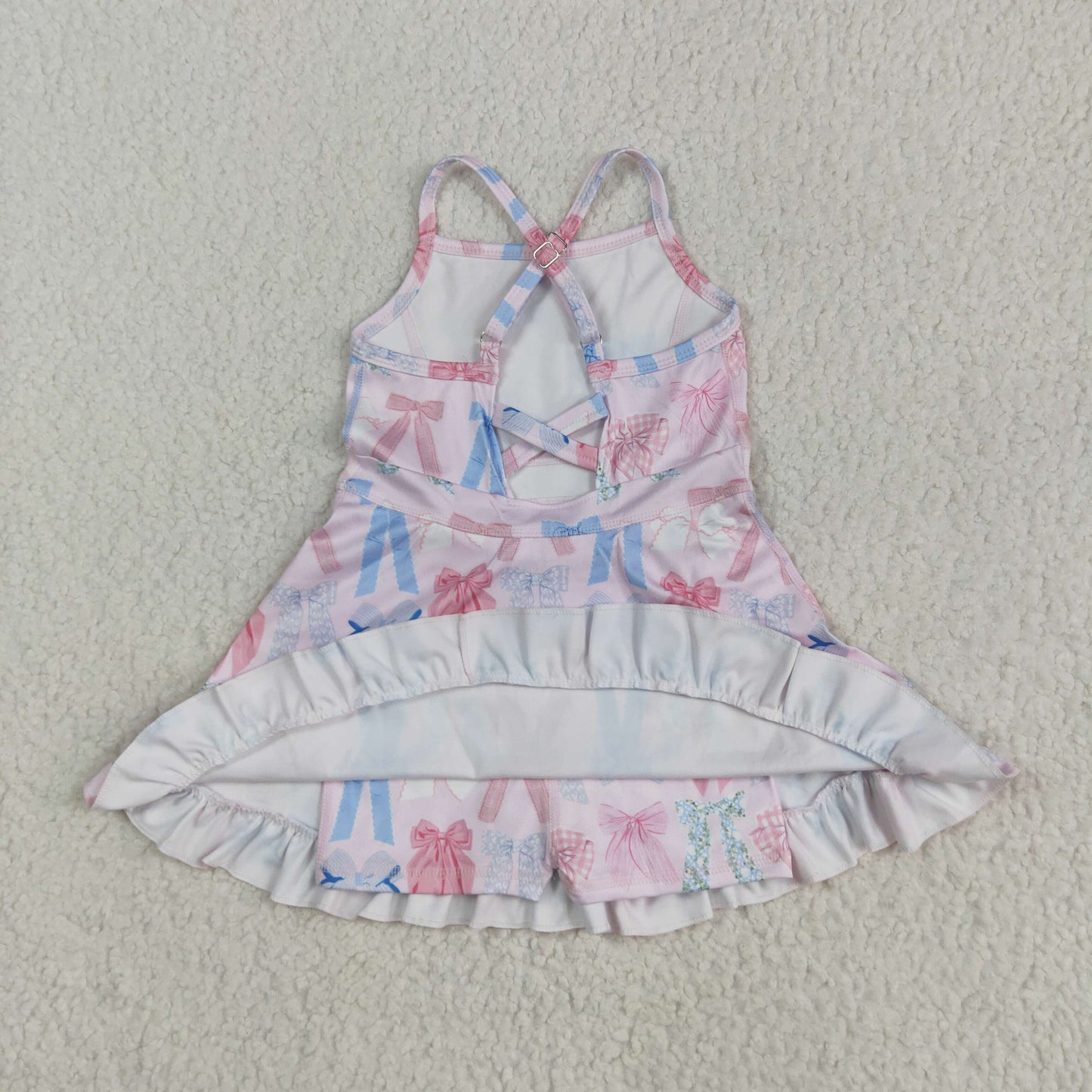 Baby Girl Sleeveless Colorful Bows Yoga Ruffle Knee Length Dress RTS