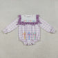 Baby Girls Infant Long Sleeves Jesus Loves Me Purple Plaid Cross Easter Romper RTS