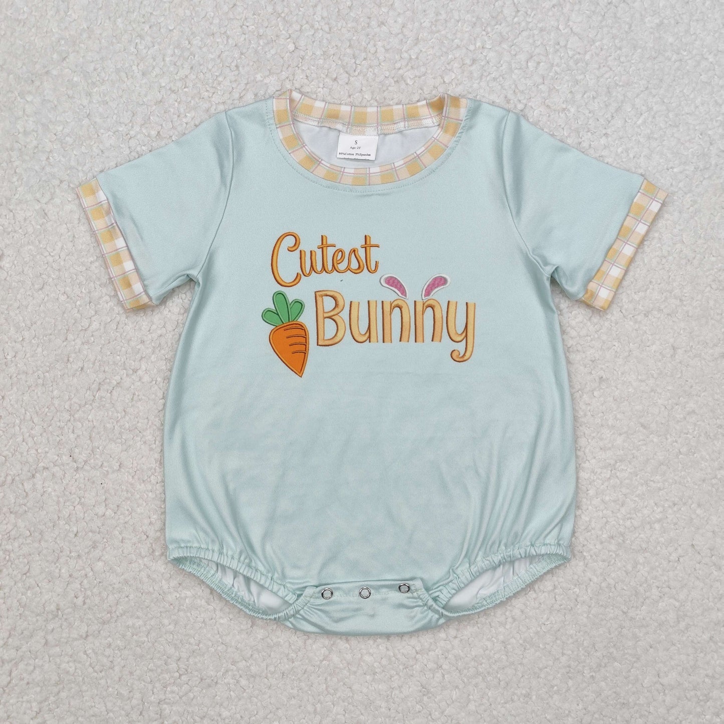 Baby Boy Infant Short Sleeves Easter Bunny Carrot Bubble Romper