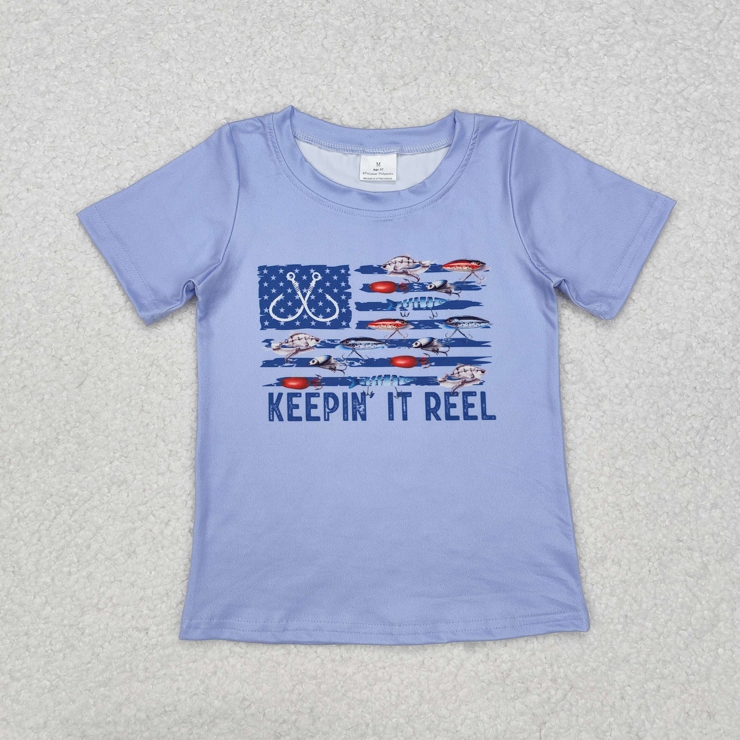 Baby Boy Short Sleeves Fishing Blue Shirt Tops