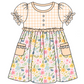 Baby Girl Short Sleeves Flower Plaid Sibling Romper Dress Clothes Set ( Moq 5 Each Design )11.21