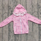 Baby Girls Kids Bows Pockets Zipper Plaid Hoodie Pink Coat Tops RTS