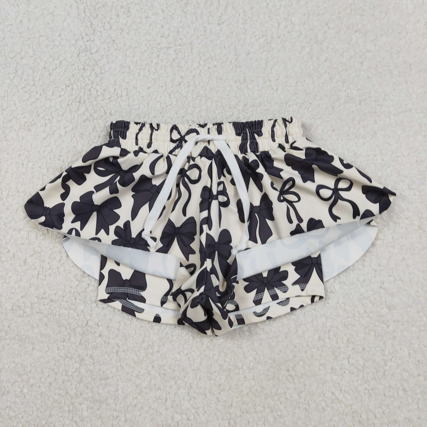 Sibling Kids Girls Adult Women Black Bows Shorts Yoga Active Bottom Mom and Me Clothes  RTS