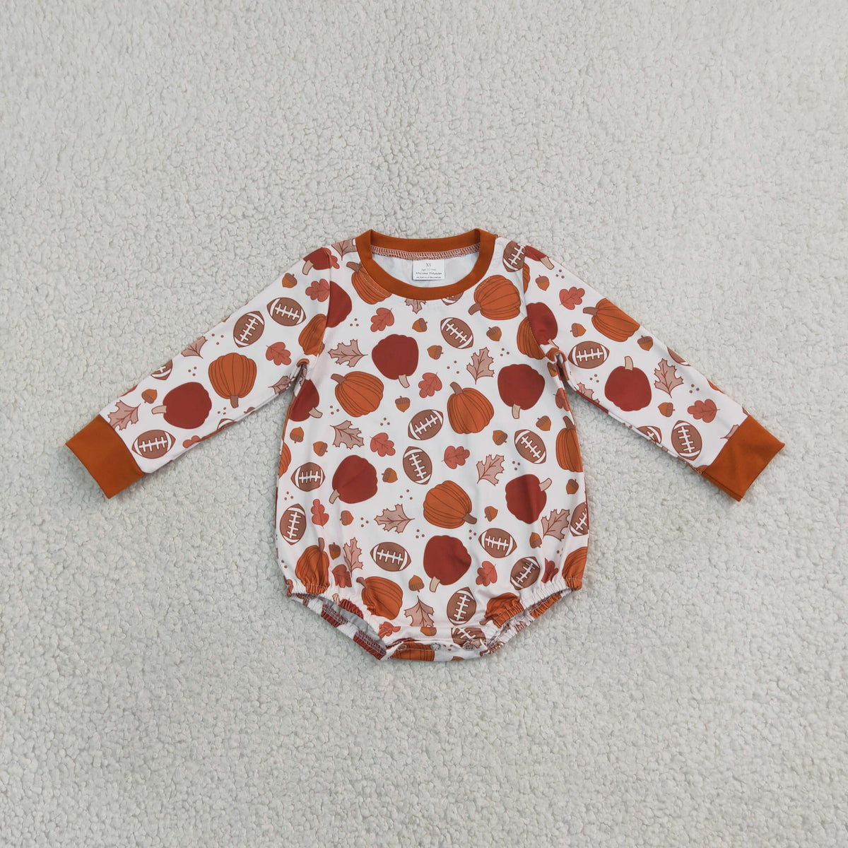 Baby Boys Infant Long Sleeves turkey Football Fall Bubble Romper Clothes RTS