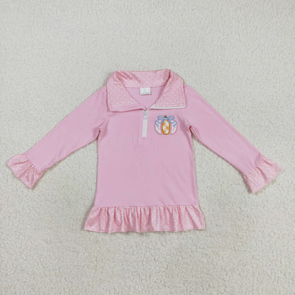 Kids Toddler Boy Long Sleeves Plaid Embroidery Pumpkin Fall Zipper Shirt Tops RTS