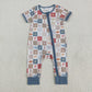 Baby Boy Infant Short Sleeves Western Boots Cactus Zipper Romper RTS