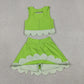 Baby Girls Kids Sleeveless Tops Bows Skirt Shorts Yoga Green Set RTS